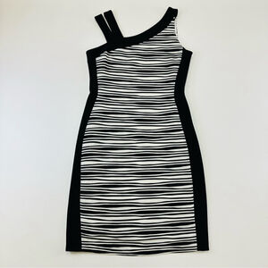 Joseph Ribkoff black white textured bodycon sleeveless dress Size 12 stretchy
